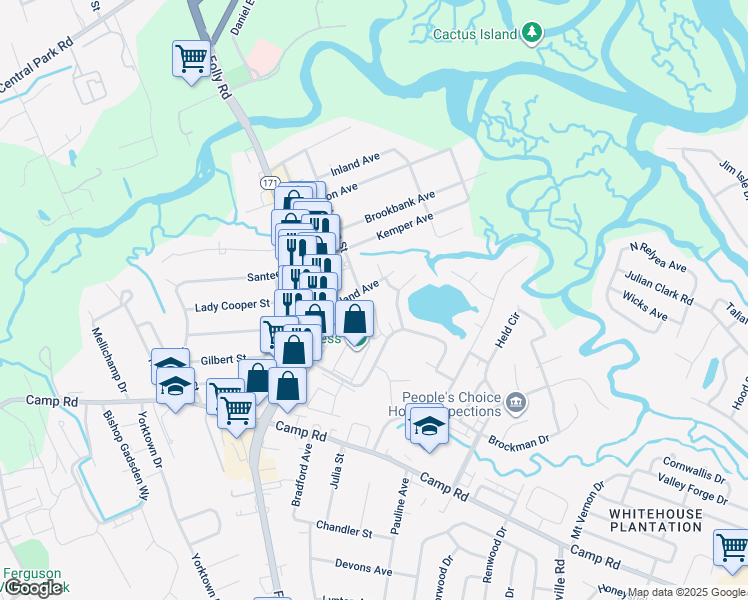 map of restaurants, bars, coffee shops, grocery stores, and more near 23 Forde Row in Charleston