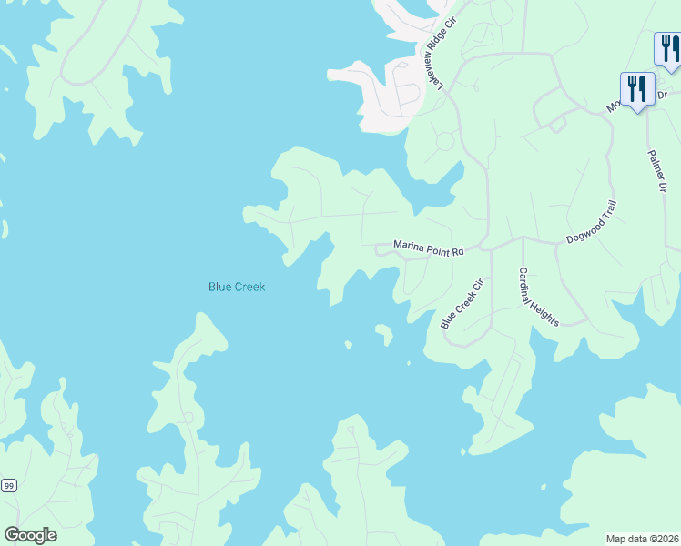 map of restaurants, bars, coffee shops, grocery stores, and more near 445 Marina Point Road in Dadeville