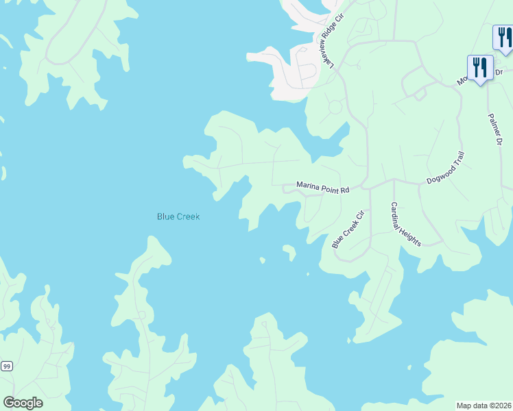 map of restaurants, bars, coffee shops, grocery stores, and more near 445 Marina Point Road in Dadeville