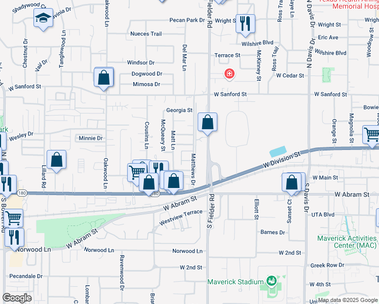 map of restaurants, bars, coffee shops, grocery stores, and more near 1714 Patricia Street in Arlington