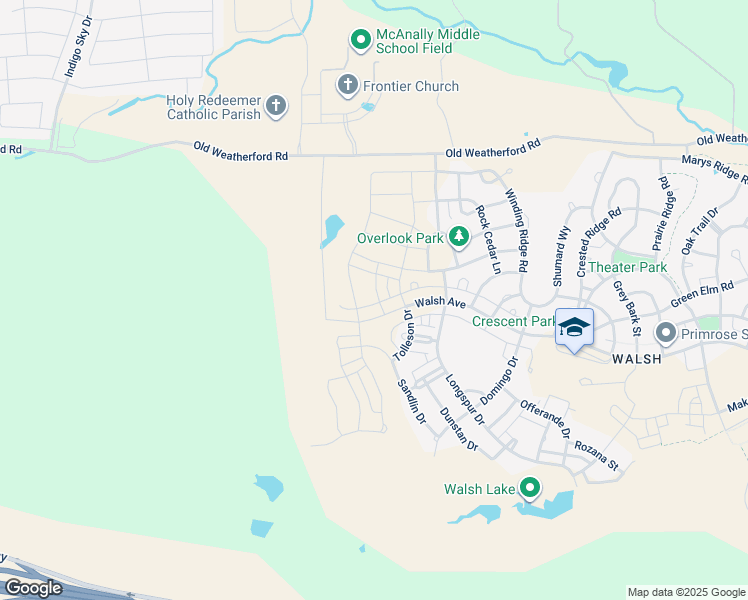 map of restaurants, bars, coffee shops, grocery stores, and more near 14605 Old Weatherford Road in Aledo