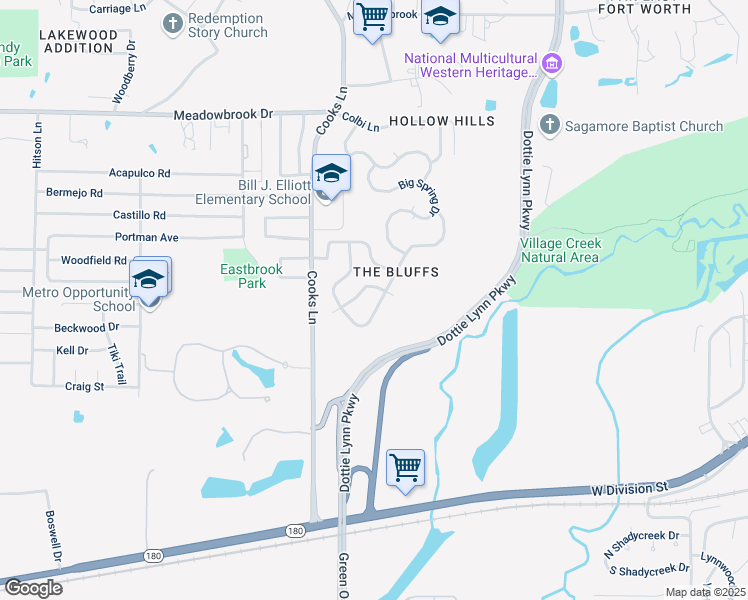 map of restaurants, bars, coffee shops, grocery stores, and more near 2808 Gardendale Drive in Fort Worth