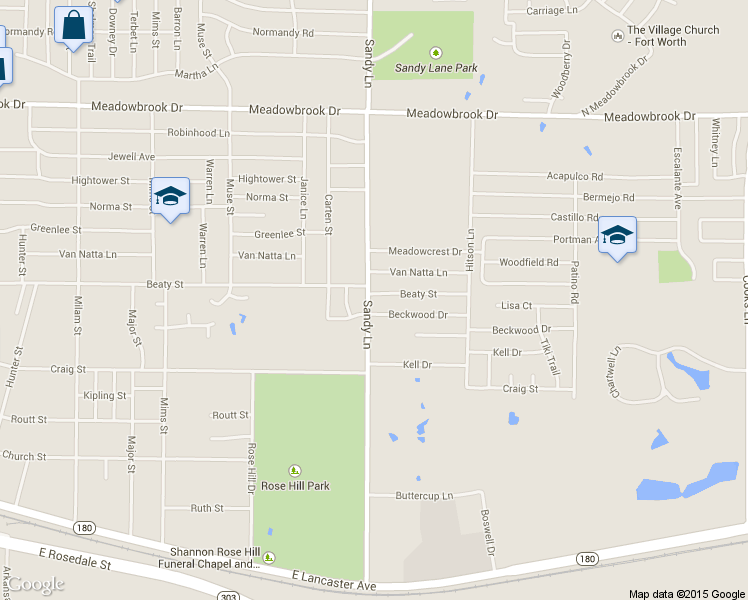 map of restaurants, bars, coffee shops, grocery stores, and more near 7400 Beaty Street in Fort Worth