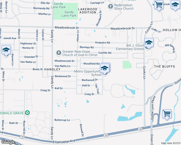 map of restaurants, bars, coffee shops, grocery stores, and more near 7533 Lisa Court in Fort Worth