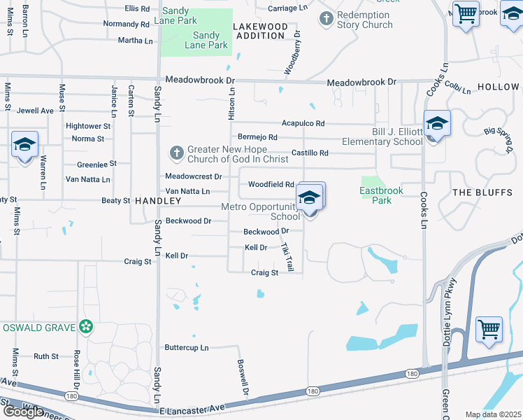 map of restaurants, bars, coffee shops, grocery stores, and more near 7533 Lisa Court in Fort Worth