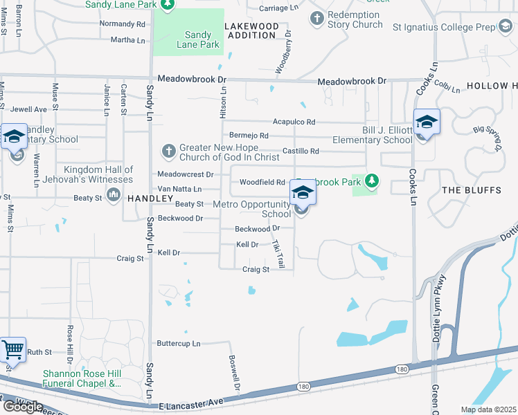 map of restaurants, bars, coffee shops, grocery stores, and more near 7533 Lisa Court in Fort Worth
