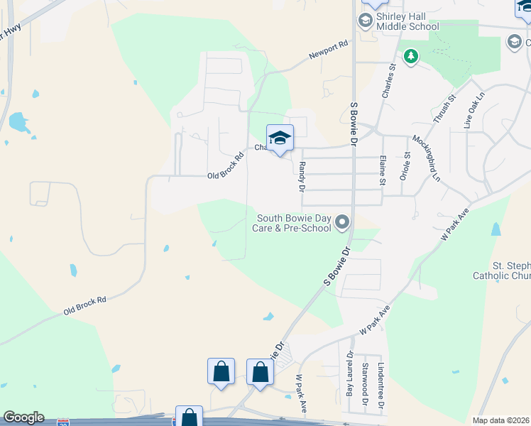 map of restaurants, bars, coffee shops, grocery stores, and more near 2005 Newport Road in Weatherford