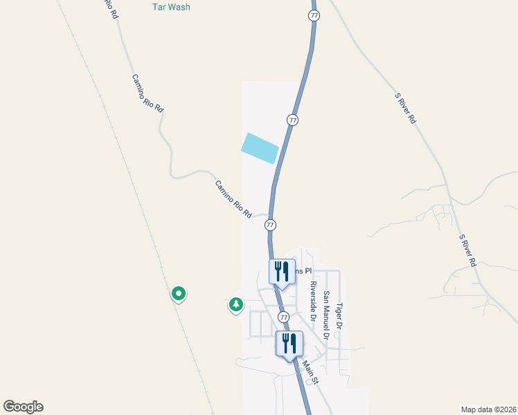 map of restaurants, bars, coffee shops, grocery stores, and more near 14786 Arizona 77 in Mammoth