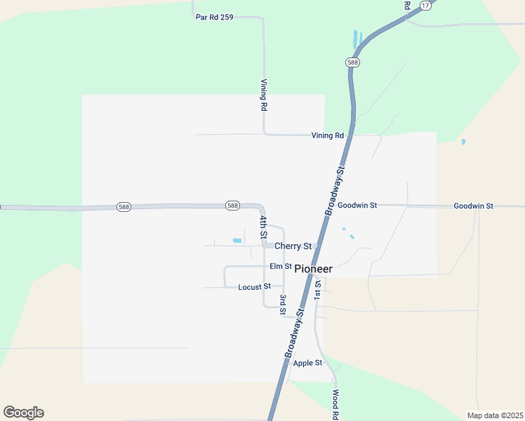 map of restaurants, bars, coffee shops, grocery stores, and more near 100 4th Street in Pioneer