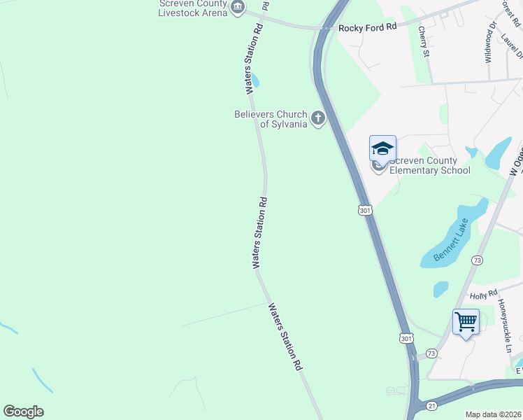 map of restaurants, bars, coffee shops, grocery stores, and more near Waters Station Road in Sylvania