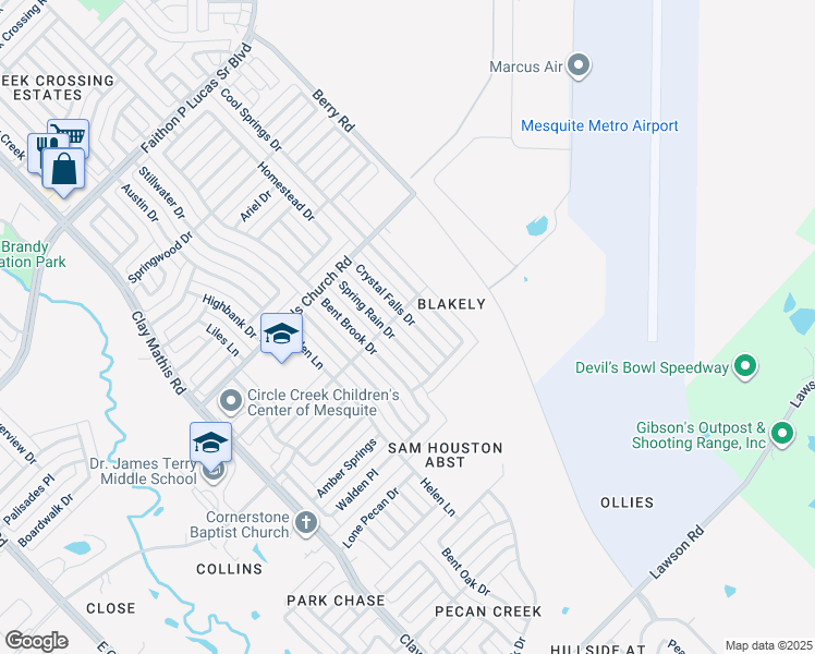map of restaurants, bars, coffee shops, grocery stores, and more near 2701 Crystal Falls Drive in Mesquite