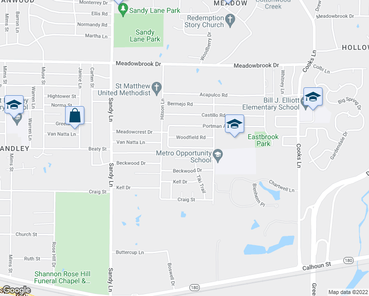 map of restaurants, bars, coffee shops, grocery stores, and more near Kingsmill Terrace in Fort Worth