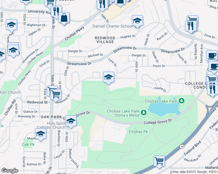 map of restaurants, bars, coffee shops, grocery stores, and more near 3251 Juanita St in San Diego