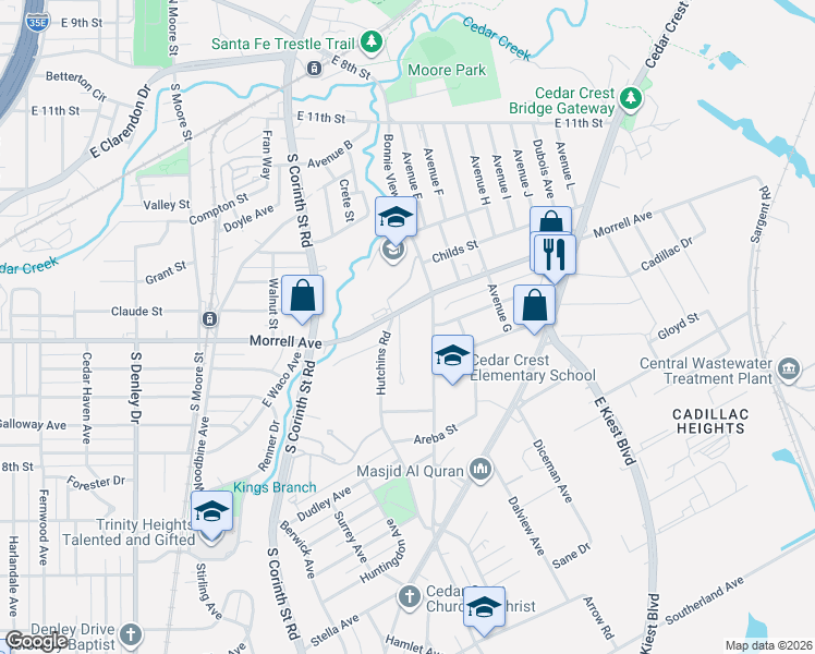 map of restaurants, bars, coffee shops, grocery stores, and more near 830 Lambert Street in Dallas