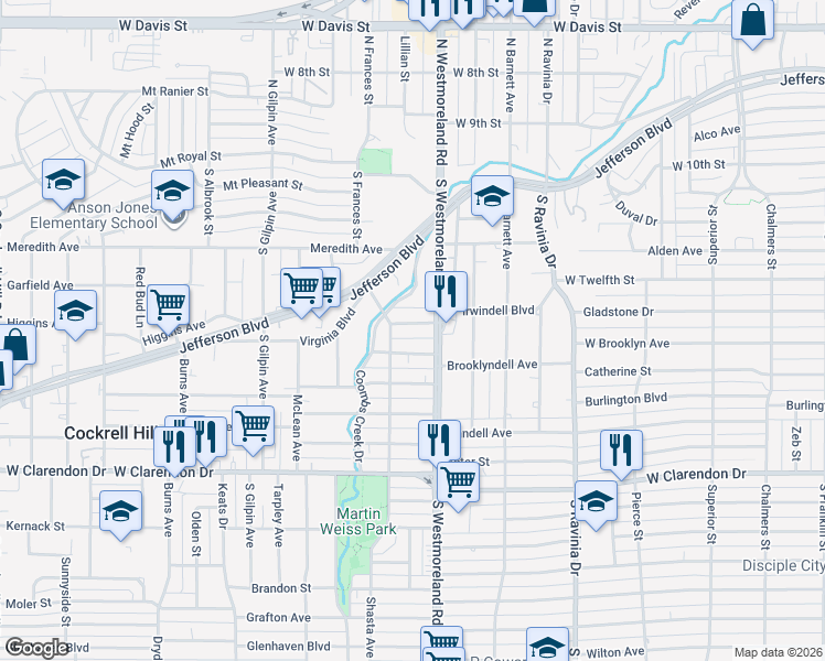 map of restaurants, bars, coffee shops, grocery stores, and more near 3311 Brooklyndell Avenue in Dallas