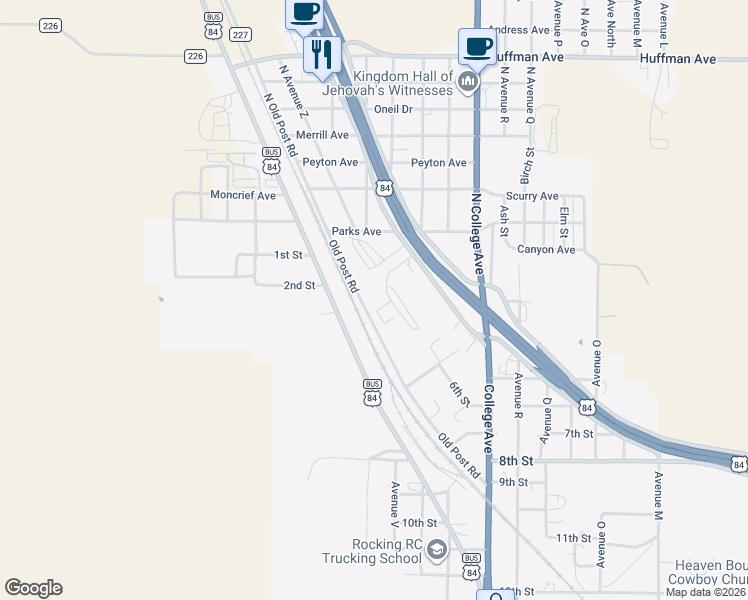 map of restaurants, bars, coffee shops, grocery stores, and more near in Snyder