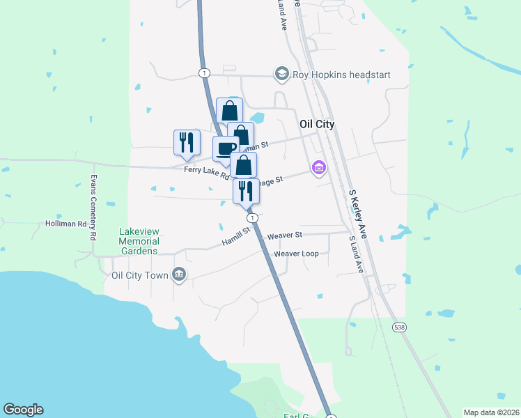 map of restaurants, bars, coffee shops, grocery stores, and more near 407 Louisiana 1 in Oil City
