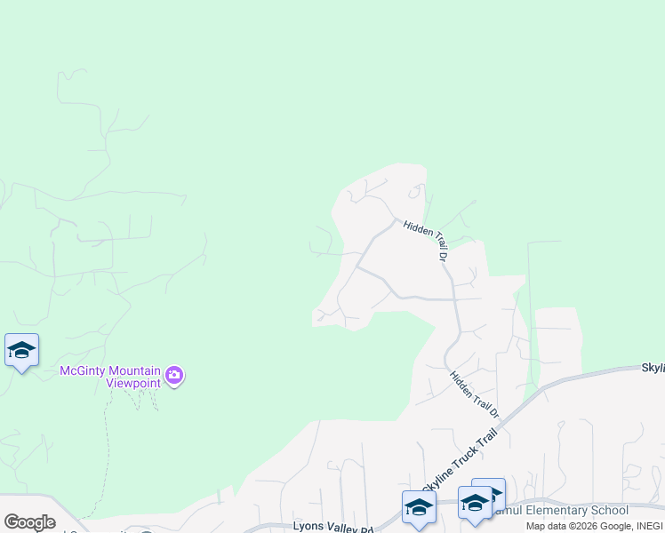 map of restaurants, bars, coffee shops, grocery stores, and more near 3668 Hidden Ridge Road in Jamul