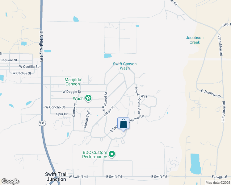 map of restaurants, bars, coffee shops, grocery stores, and more near 222-226 East Saddlehorn Drive in Safford