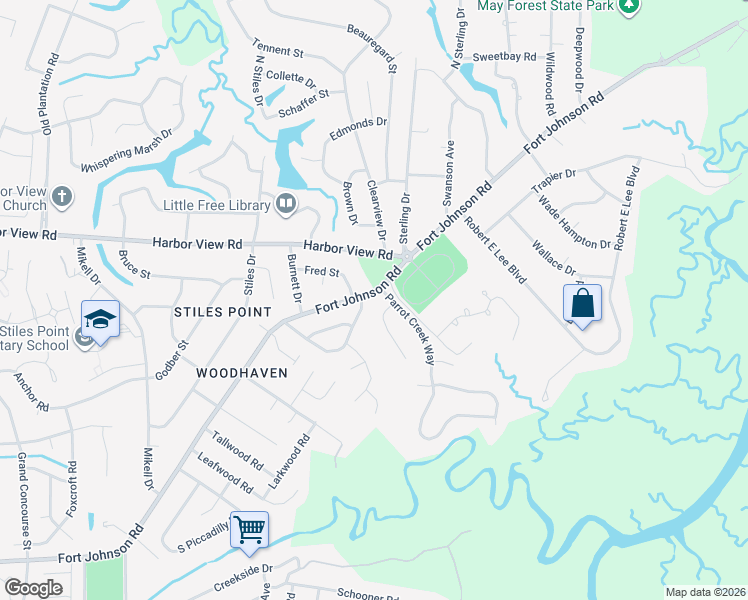 map of restaurants, bars, coffee shops, grocery stores, and more near 625 Harbor View Road in Charleston