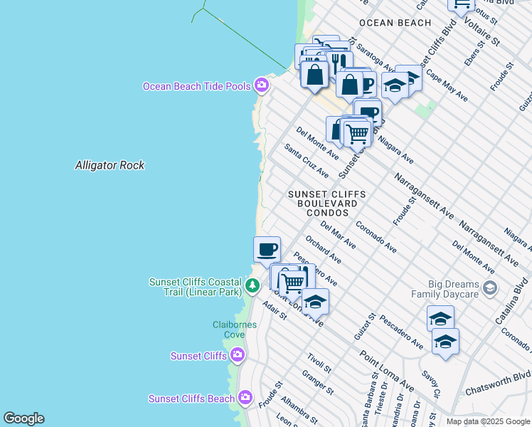 map of restaurants, bars, coffee shops, grocery stores, and more near 4909 Orchard Avenue in San Diego