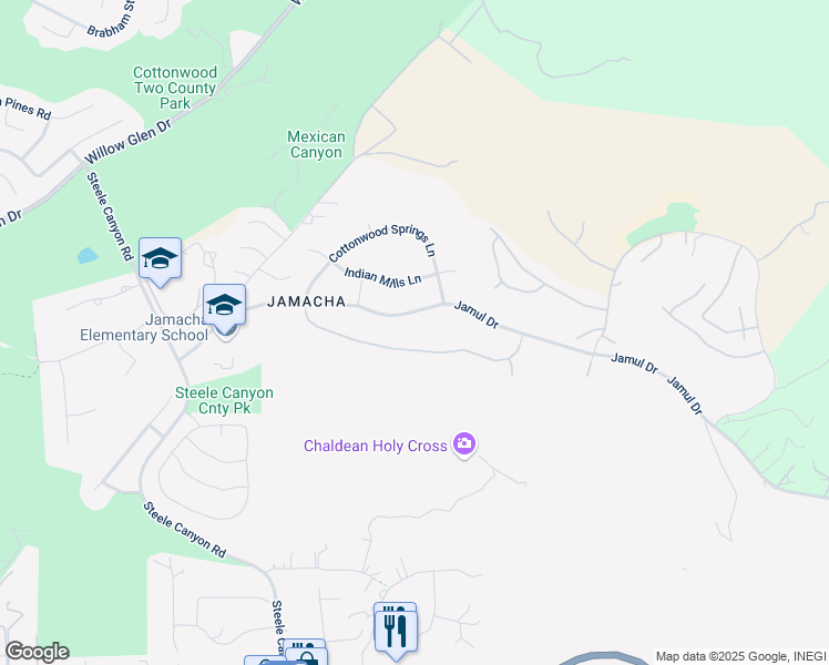 map of restaurants, bars, coffee shops, grocery stores, and more near 3261 Greystone Drive in Jamul