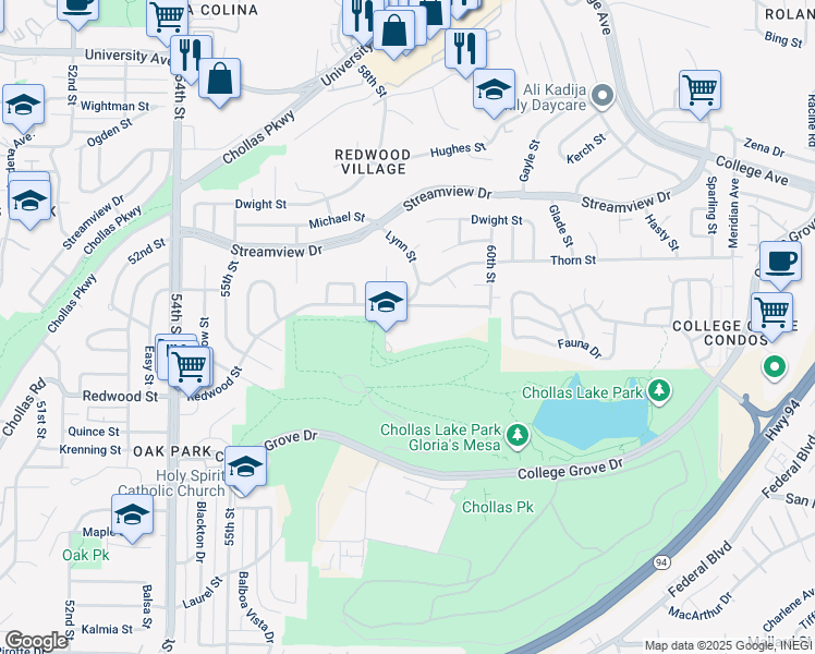 map of restaurants, bars, coffee shops, grocery stores, and more near 3251 Juanita Street in San Diego