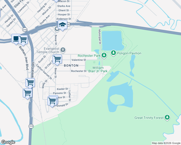 map of restaurants, bars, coffee shops, grocery stores, and more near 3016 Rochester Street in Dallas