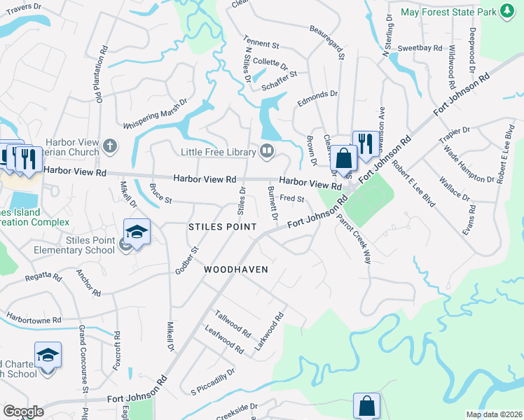map of restaurants, bars, coffee shops, grocery stores, and more near 681 Oakfield Drive in Charleston