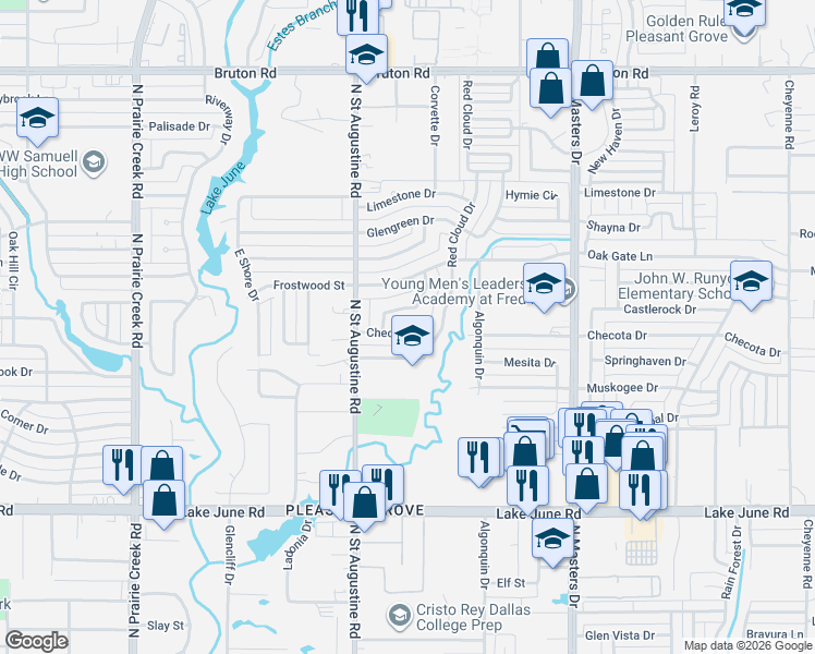 map of restaurants, bars, coffee shops, grocery stores, and more near 9716 Faircloud Drive in Dallas