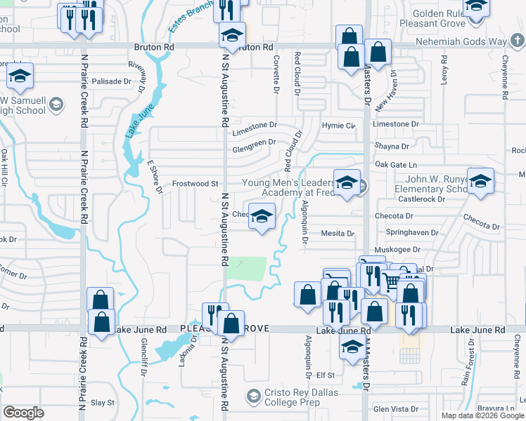 map of restaurants, bars, coffee shops, grocery stores, and more near 9731 Checota Drive in Dallas