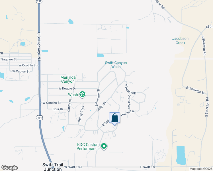 map of restaurants, bars, coffee shops, grocery stores, and more near 222 East Saddlehorn Drive in Safford