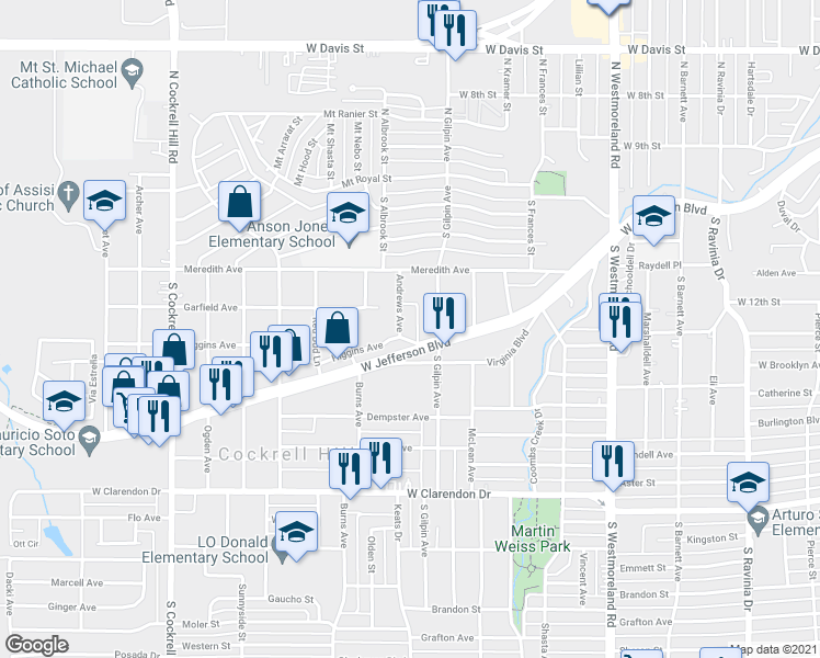map of restaurants, bars, coffee shops, grocery stores, and more near 3739 Higgins Avenue in Dallas