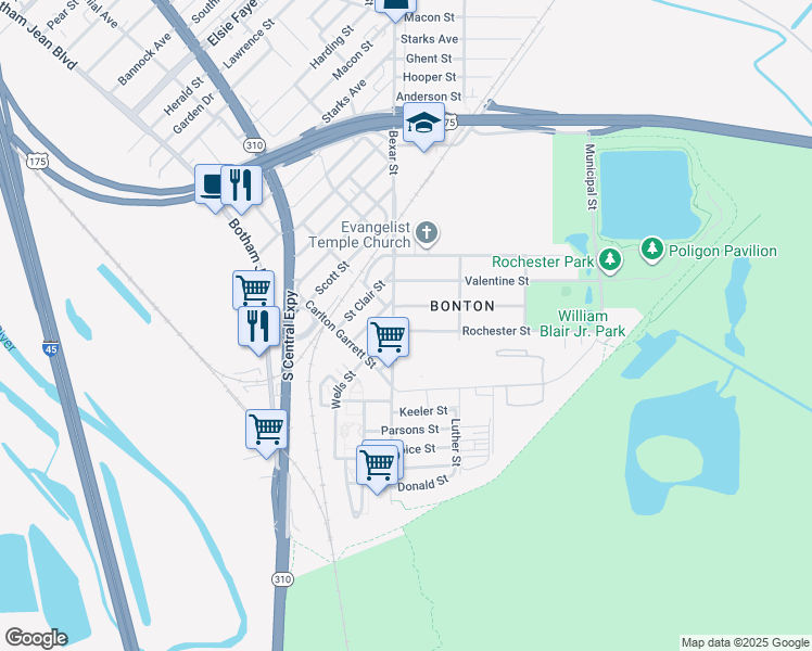 map of restaurants, bars, coffee shops, grocery stores, and more near 2609 Rochester Street in Dallas