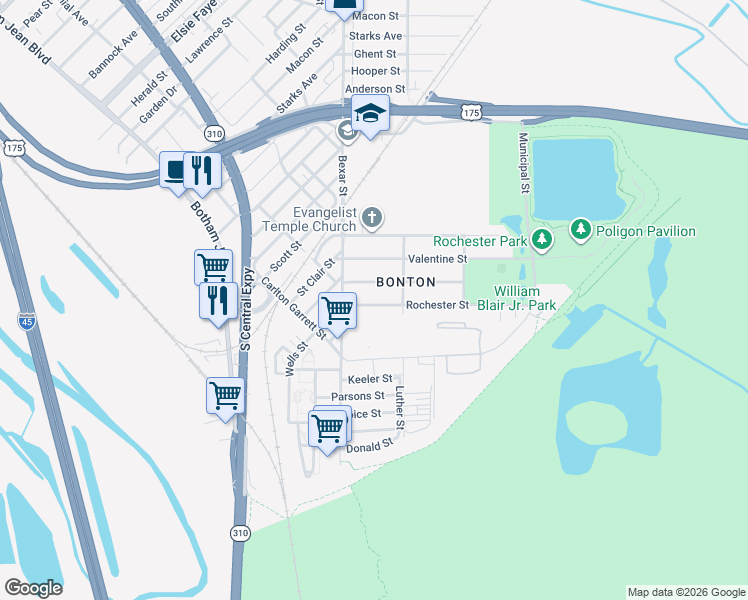 map of restaurants, bars, coffee shops, grocery stores, and more near 2719 Rochester Street in Dallas