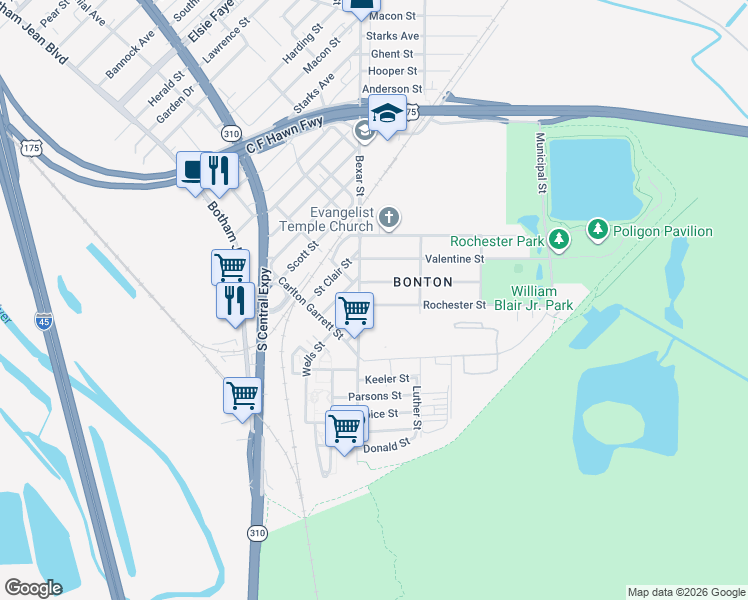 map of restaurants, bars, coffee shops, grocery stores, and more near 2609 Rochester Street in Dallas
