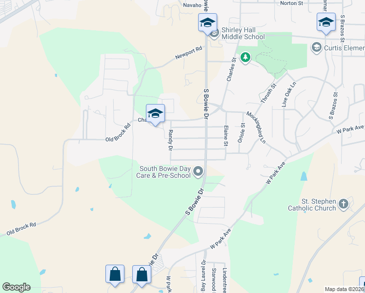 map of restaurants, bars, coffee shops, grocery stores, and more near 1216 Kay Drive in Weatherford