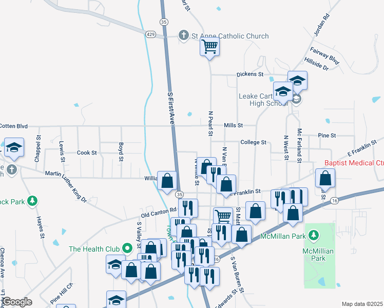 map of restaurants, bars, coffee shops, grocery stores, and more near 101 Pinehaven Dr in Carthage
