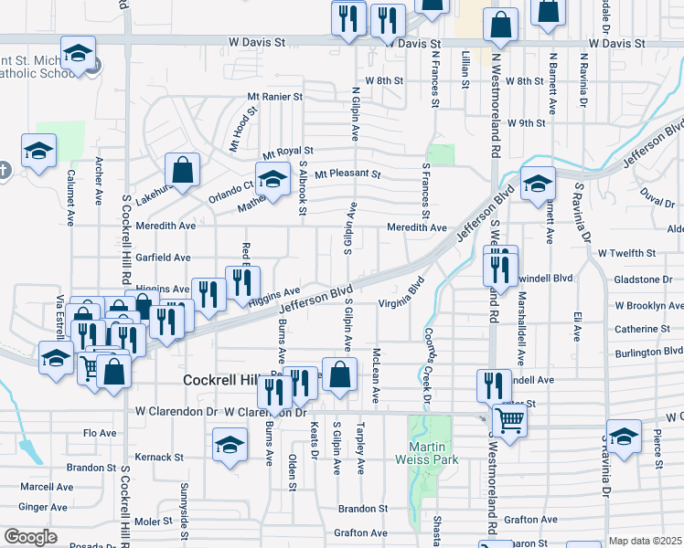 map of restaurants, bars, coffee shops, grocery stores, and more near 3739 Higgins Avenue in Dallas