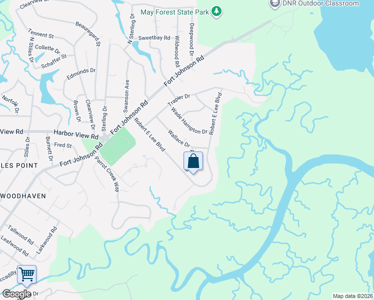 map of restaurants, bars, coffee shops, grocery stores, and more near 433 Wallace Drive in Charleston