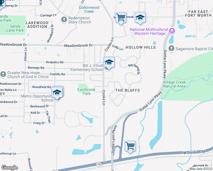 map of restaurants, bars, coffee shops, grocery stores, and more near 8021 Plateau Drive in Fort Worth