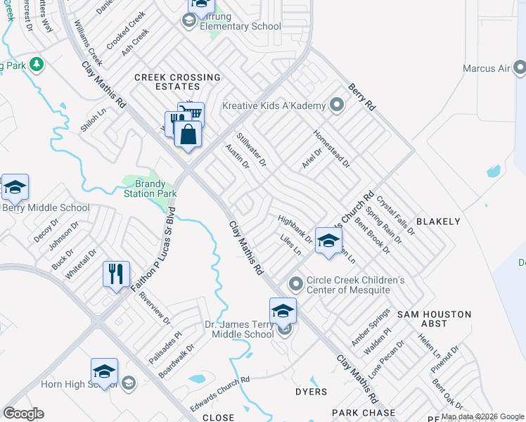 map of restaurants, bars, coffee shops, grocery stores, and more near 1919 Deepwood St in Mesquite