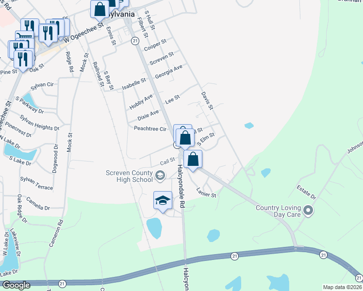 map of restaurants, bars, coffee shops, grocery stores, and more near 1009 South Main Street in Sylvania
