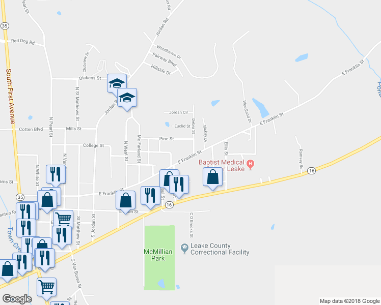 map of restaurants, bars, coffee shops, grocery stores, and more near 209 Debra Street in Carthage