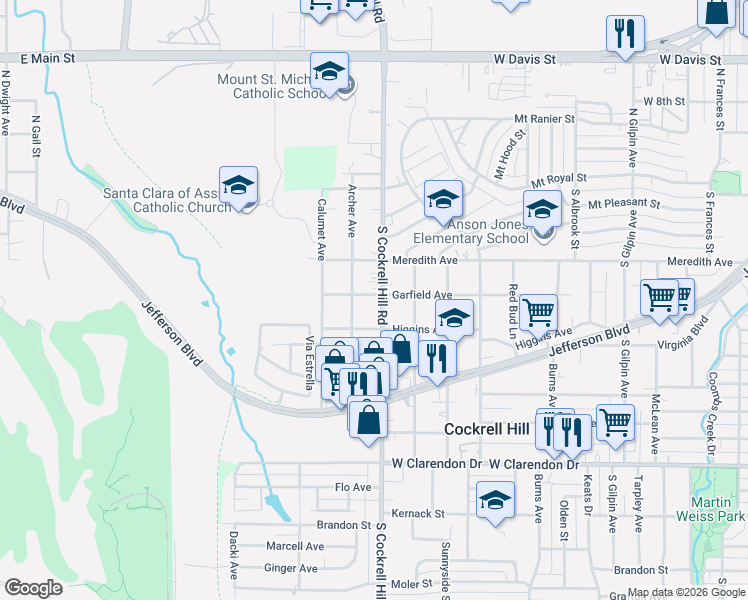 map of restaurants, bars, coffee shops, grocery stores, and more near 510 Archer Avenue in Dallas