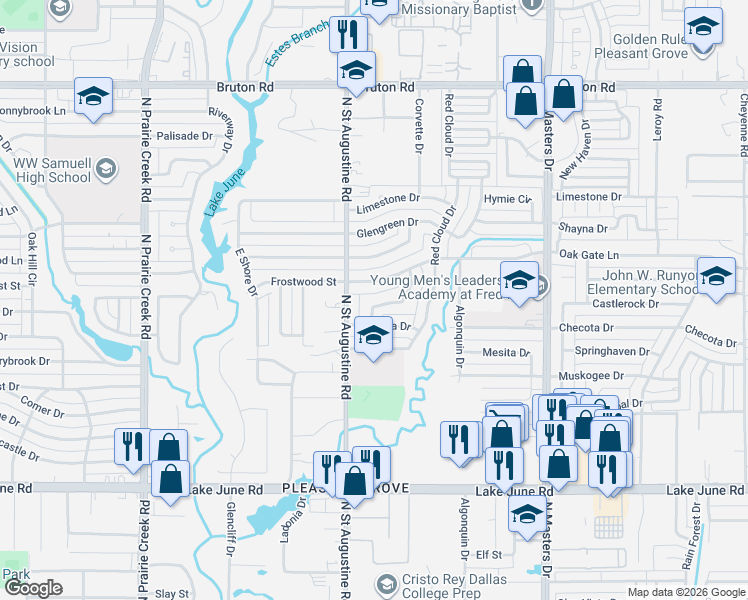 map of restaurants, bars, coffee shops, grocery stores, and more near 9731 Faircloud Drive in Dallas