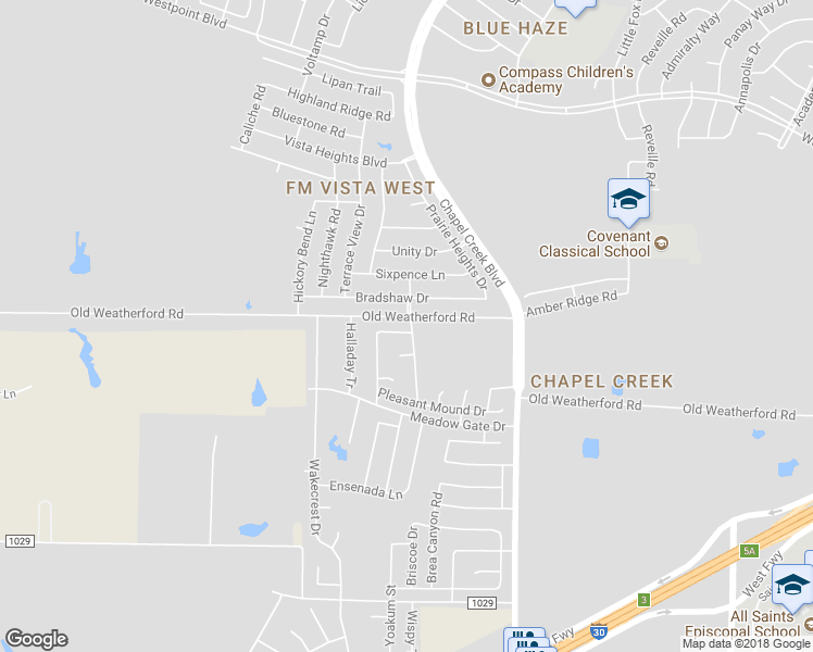 map of restaurants, bars, coffee shops, grocery stores, and more near 10400 Morning Dew Street in Fort Worth