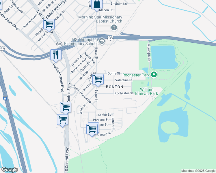 map of restaurants, bars, coffee shops, grocery stores, and more near 2719 Rochester Street in Dallas