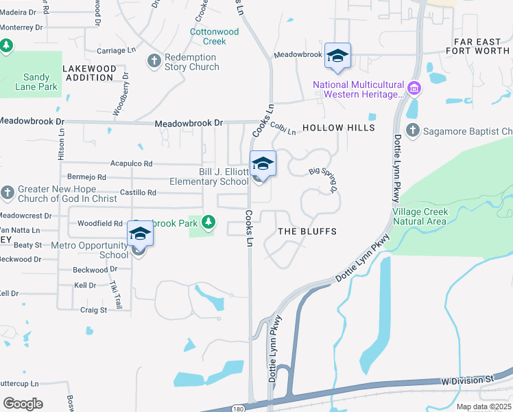 map of restaurants, bars, coffee shops, grocery stores, and more near 8037 Plateau Drive in Fort Worth