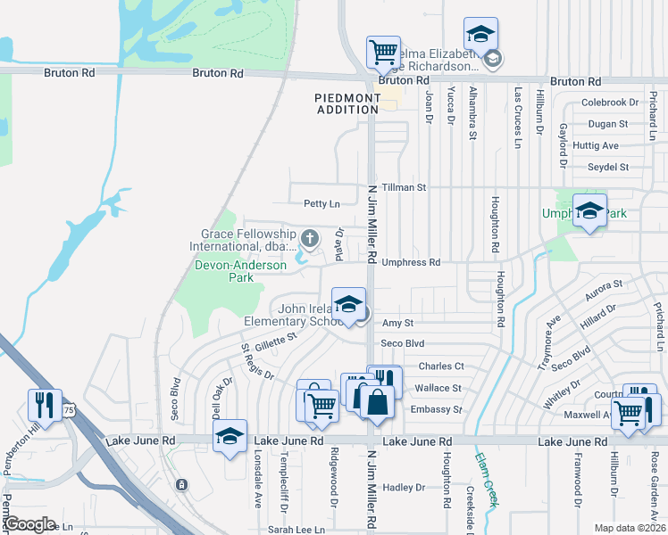 map of restaurants, bars, coffee shops, grocery stores, and more near 1707 Plate Drive in Dallas